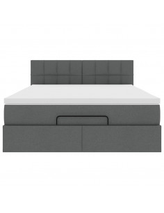 Pouf Letto con Materasso Grigio Scuro 140x190 cm in Tessuto 2