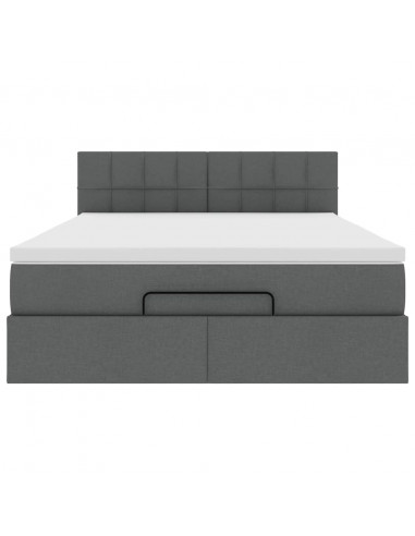 Pouf Letto con Materasso Grigio Scuro 140x190 cm in Tessuto