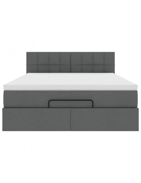Pouf Letto con Materasso Grigio Scuro 140x190 cm in Tessuto