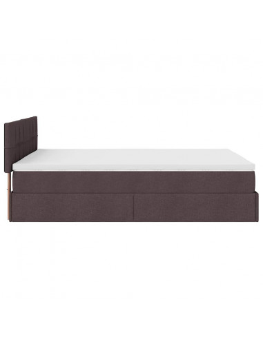 Pouf Letto con Materasso Marrone Scuro 140x190 cm in Tessuto