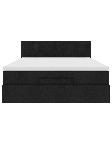 Pouf Letto con Materasso Nero 140x190 cm in Tessuto