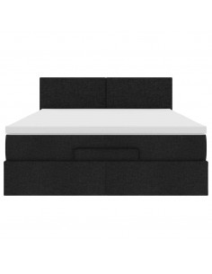 Pouf Letto con Materasso Nero 140x190 cm in Tessuto 2