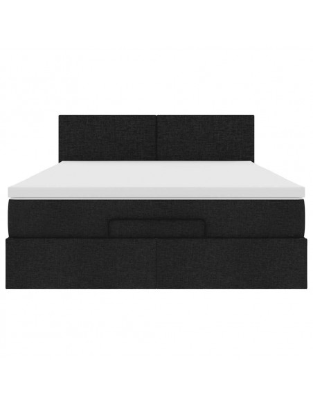 Pouf Letto con Materasso Nero 140x190 cm in Tessuto