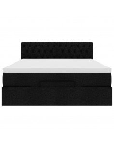 Pouf Letto con Materasso Nero 140x190 cm in Tessuto 2