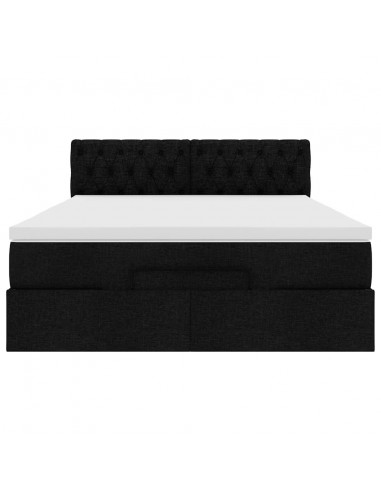 Pouf Letto con Materasso Nero 140x190 cm in Tessuto