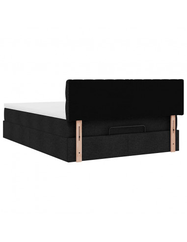 Pouf Letto con Materasso Nero 140x190 cm in Tessuto