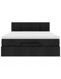 Pouf Letto con Materasso Nero 140x190 cm in Tessuto 2