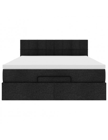 Pouf Letto con Materasso Nero 140x190 cm in Tessuto