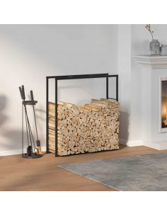 Rastrelliera per Legna da Ardere Nera 110x30x116 cm in Acciaio 2