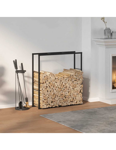 Rastrelliera per Legna da Ardere Nera 110x30x116 cm in Acciaio