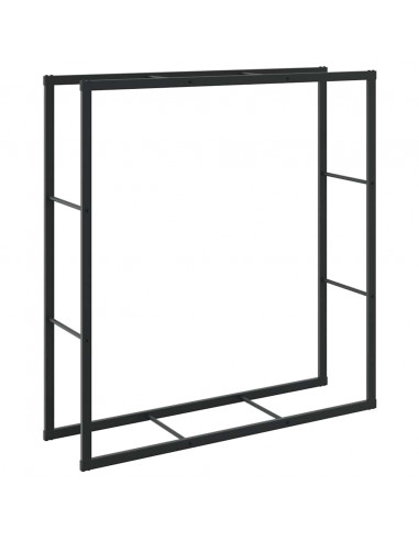 Rastrelliera per Legna da Ardere Nera 110x30x116 cm in Acciaio