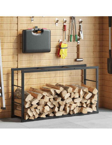 Rastrelliera per Legna da Ardere Nera 110x30x61 cm in Acciaio