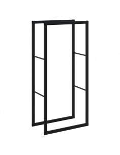 Rastrelliera per Legna da Ardere Nera 55x30x116 cm in Acciaio