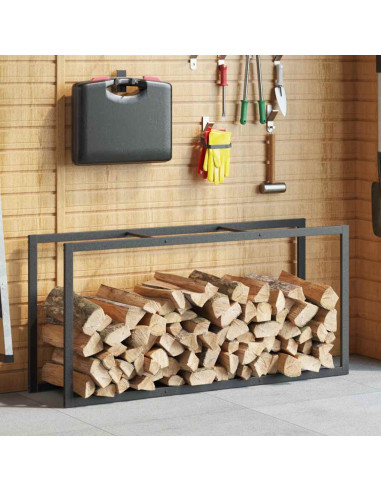Rastrelliera per Legna da Ardere Nera 55x30x116 cm in Acciaio