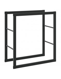 Rastrelliera per Legna da Ardere Nera 55x30x61 cm in Acciaio