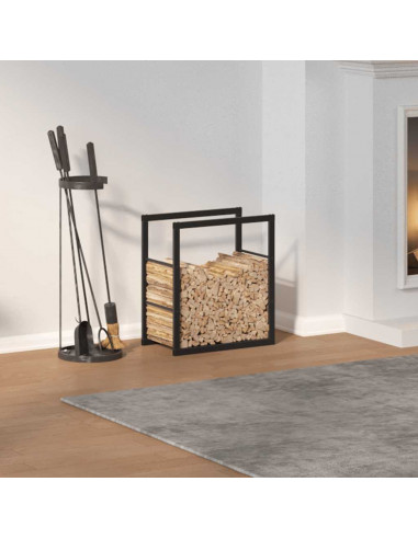 Rastrelliera per Legna da Ardere Nera 55x30x61 cm in Acciaio