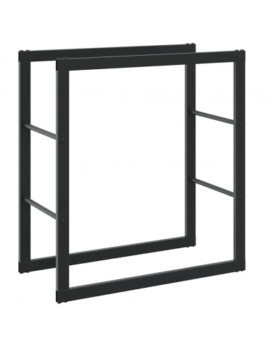 Rastrelliera per Legna da Ardere Nera 55x30x61 cm in Acciaio