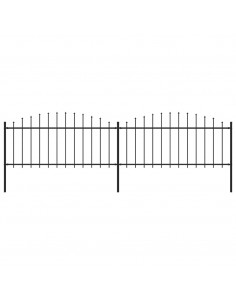 Recinzione Giardino Punta a Lancia (0,5-0,75)x3,4m Acciaio Nera