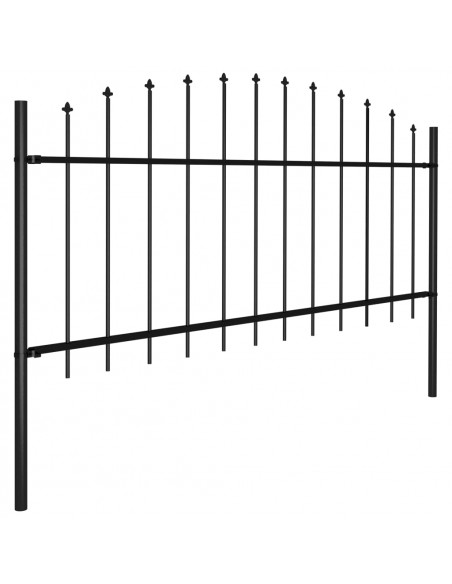 Recinzione Giardino Punta a Lancia (0,5-0,75)x3,4m Acciaio Nera