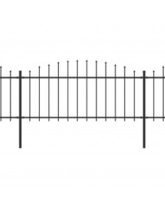 Recinzione Giardino Punta a Lancia (0,5-0,75)x5,1m Acciaio Nera 2