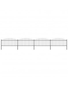 Recinzione Giardino Punta a Lancia (0,5-0,75)x6,8m Acciaio Nera