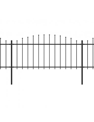 Recinzione Giardino Punta a Lancia (0,5-0,75)x6,8m Acciaio Nera