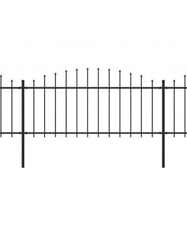 Recinzione Giardino Punta a Lancia (0,5-0,75)x8,5m Acciaio Nera