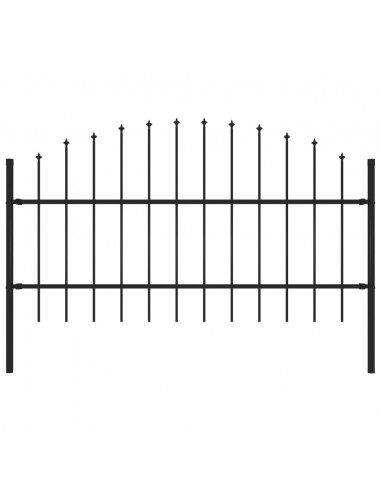 Recinzione Giardino Punta a Lancia (0,75-1)x1,7m Acciaio Nero