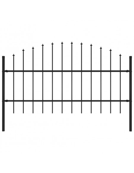 Recinzione Giardino Punta a Lancia (0,75-1)x1,7m Acciaio Nero
