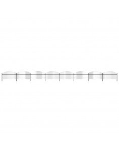 Recinzione Giardino Punta a Lancia (0,75-1)x13,6m Acciaio Nera