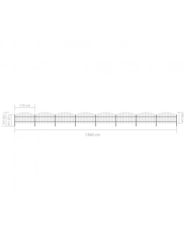 Recinzione Giardino Punta a Lancia (0,75-1)x13,6m Acciaio Nera