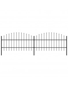 Recinzione Giardino Punta a Lancia (0,75-1)x3,4m Acciaio Nera