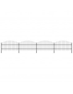 Recinzione Giardino Punta a Lancia (0,75-1)x6,8m Acciaio Nera