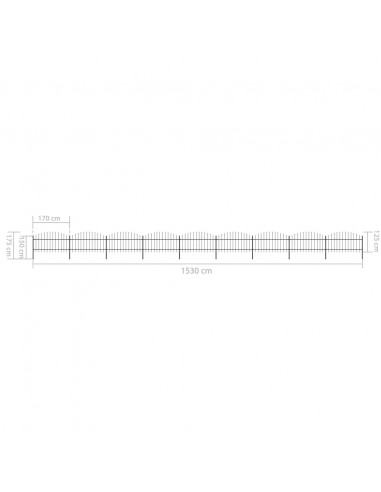 Recinzione Giardino Punta a Lancia (1-1,25)x15,3cm Acciaio Nero