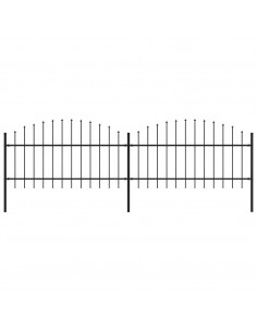 Recinzione Giardino Punta a Lancia (1-1,25)x3,4m Acciaio Nero
