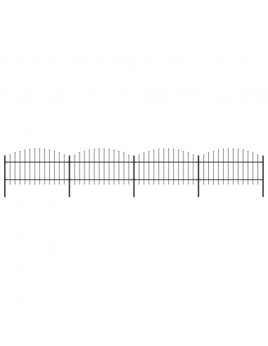 Recinzione Giardino Punta a Lancia (1-1,25)x6,8m Acciaio Nero