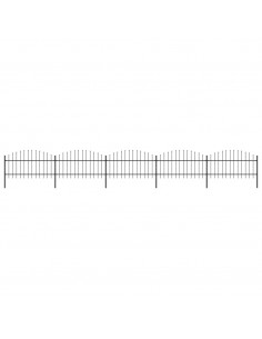 Recinzione Giardino Punta a Lancia (1-1,25)x8,5m Acciaio Nera