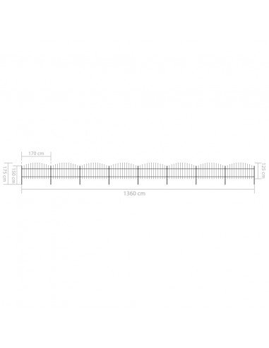 Recinzione Giardino Punta a Lancia(1-1,25)x13,6m Acciaio Nero