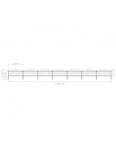 Recinzione Giardino Punta Lancia (0,5-0,75)x11,9m Acciaio Nera