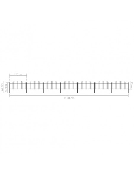 Recinzione Giardino Punta Lancia (0,5-0,75)x11,9m Acciaio Nera