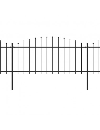 Recinzione Giardino Punta Lancia (0,5-0,75)x13,6m Acciaio Nera
