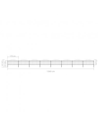 Recinzione Giardino Punta Lancia (0,5-0,75)x13,6m Acciaio Nera