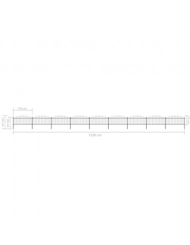 Recinzione Giardino Punta Lancia (0,5-0,75)x15,3m Acciaio Nera