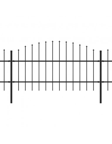 Recinzione Giardino Punta Lancia (0,75-1)x10,2m Acciaio Nera