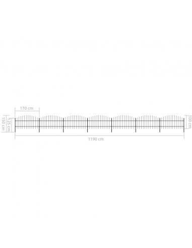 Recinzione Giardino Punta Lancia (0,75-1)x11,9m Acciaio Nera