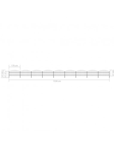 Recinzione Giardino Punta Lancia (0,75-1)x15,3m Acciaio Nera