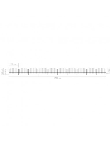 Recinzione Giardino Punta Lancia (0,75-1)x17m Acciaio Nera