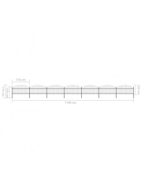 Recinzione Giardino Punta Lancia (1-1,25)x11,9m Acciaio Nera