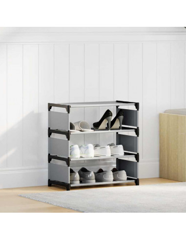 Scarpiera 4 Ripiani Grigia 54x28x55 cm in Tessuto Non Tessuto