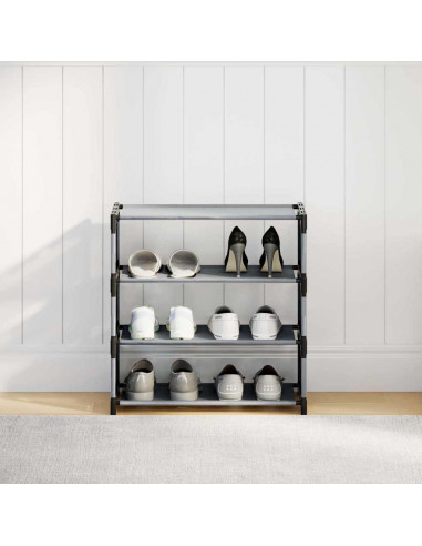 Scarpiera 4 Ripiani Grigia 54x28x55 cm in Tessuto Non Tessuto